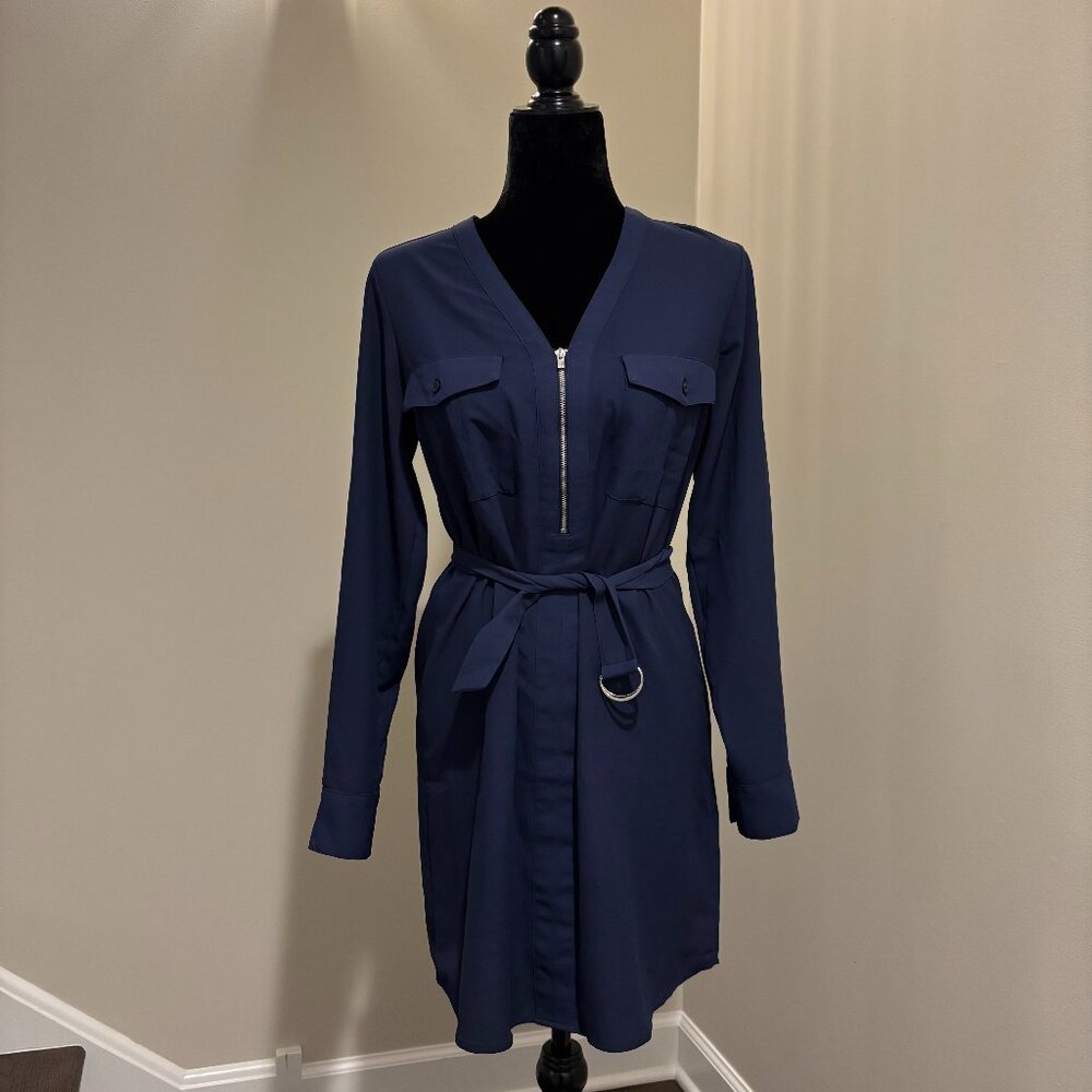 EXPRESS | Belted Zip Neck Dress